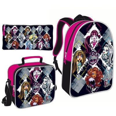 COMBO MORRAL+LONCHERA+CARTUCHERA MONSTER HIGH