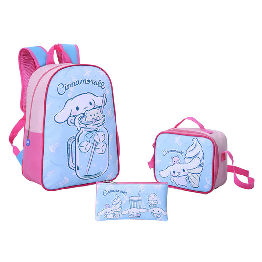 COMBO MOCHILA/MORRAL + LONCHERA + ESTUCHE CINNAMOROLL