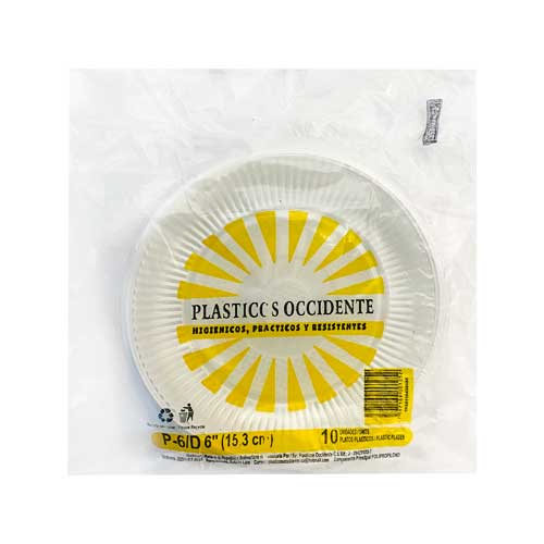 Platos Plásticos Transparente 6´´ Occidente 10 Und