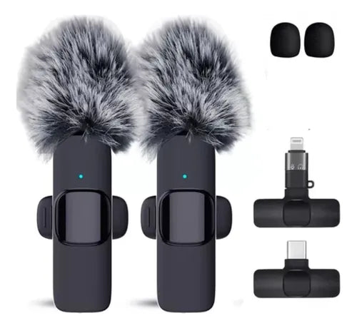 MICROFONO DUAL INALAMBRICO BALITA TIPO C Y IPHONE RECARGABLE