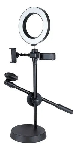ARO DE LUZ CON SOPORTE PARA MICROFONO GRABACION Y CELULAR