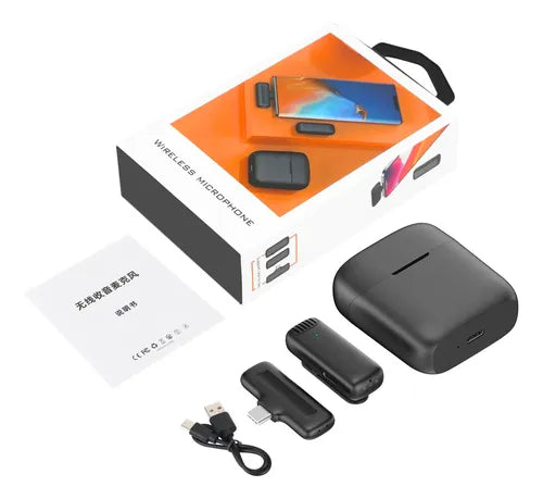 MICROFONO DUAL INALAMBRICO BALITA TIPO C Y IPHONE RECARGABLE
