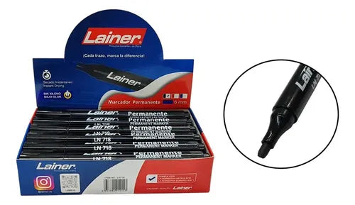 Marcador permanente Lainer negro 1x12