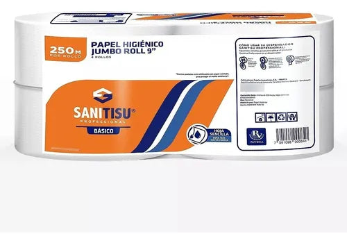 Papel Higiénico Institucional Sanitisu 9 Pulgadas 1x4x250mts