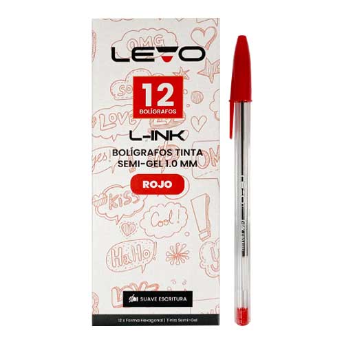 Bolígrafo Levo rojo (1x12)