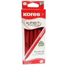 Bolígrafo Kores Rojo (Caja 1x12)